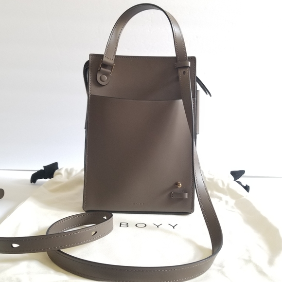 BOYY Buckle Tall Leather Pouch Crossbody Bag Dark Brown - Picture 6 of 11